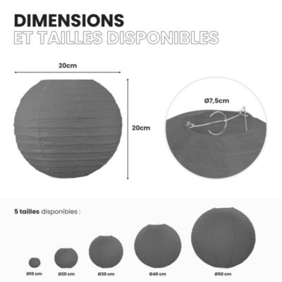 Lot de 12 Boules Japonaises Grises 20 cm