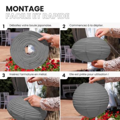 Lot de 12 Boules Japonaises Grises 20 cm