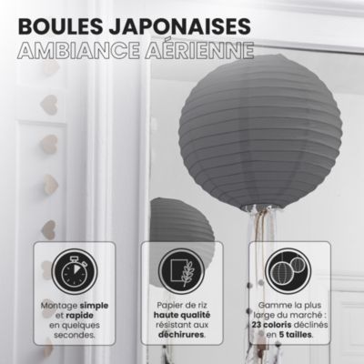 Lot de 12 Boules Japonaises Grises 30 cm
