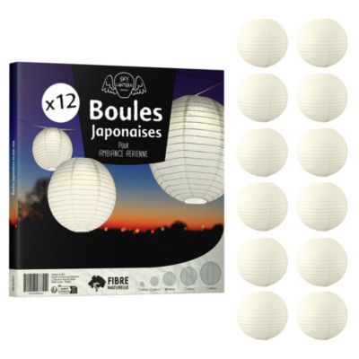 Lot de 12 Boules Japonaises Ivoire 30 cm