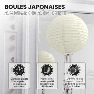 Lot de 12 Boules Japonaises Ivoire 30 cm