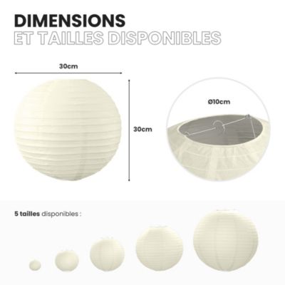 Lot de 12 Boules Japonaises Ivoire 30 cm