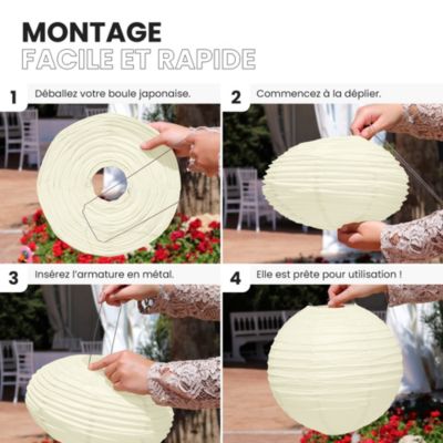 Lot de 12 Boules Japonaises Ivoire 30 cm