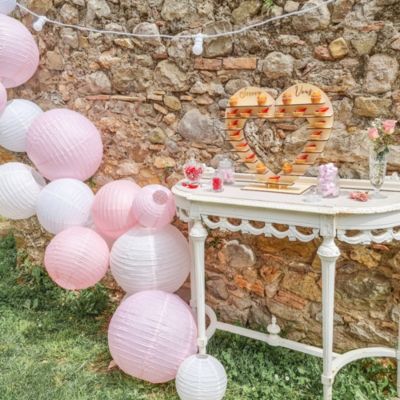 Lot de 12 Boules Japonaises Rose Gold Pois 30 cm