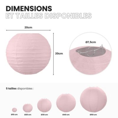 Lot de 12 Boules Japonaises Rose Pâle 20 cm