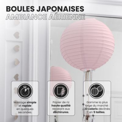 Lot de 12 Boules Japonaises Rose Pâle 30 cm