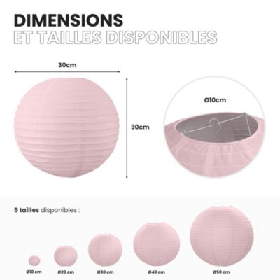 Lot de 12 Boules Japonaises Rose Pâle 30 cm