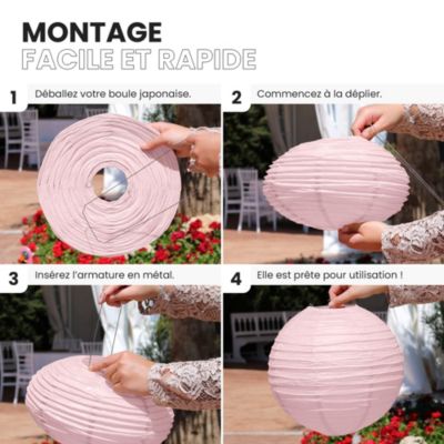 Lot de 12 Boules Japonaises Rose Pâle 30 cm