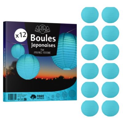 Lot de 12 Boules Japonaises Turquoise 20 cm