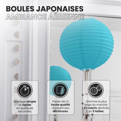 Lot de 12 Boules Japonaises Turquoise 20 cm