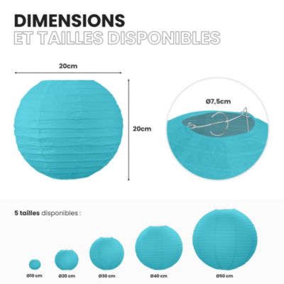 Lot de 12 Boules Japonaises Turquoise 20 cm
