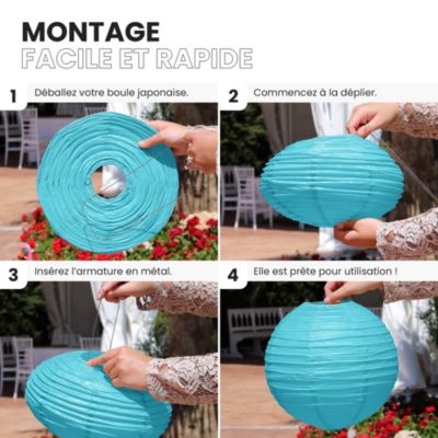Lot de 12 Boules Japonaises Turquoise 20 cm