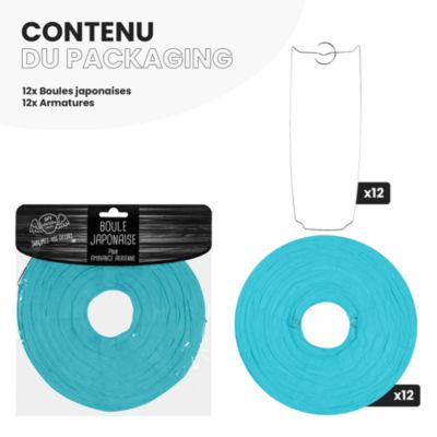 Lot de 12 Boules Japonaises Turquoise 20 cm