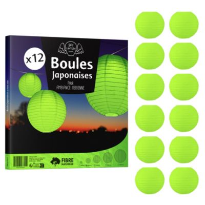 Lot de 12 Boules Japonaises Vert Anis 20 cm