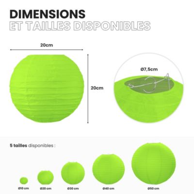 Lot de 12 Boules Japonaises Vert Anis 20 cm