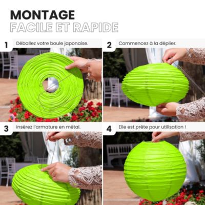Lot de 12 Boules Japonaises Vert Anis 20 cm