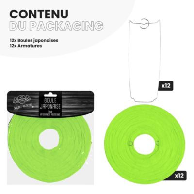 Lot de 12 Boules Japonaises Vert Anis 20 cm