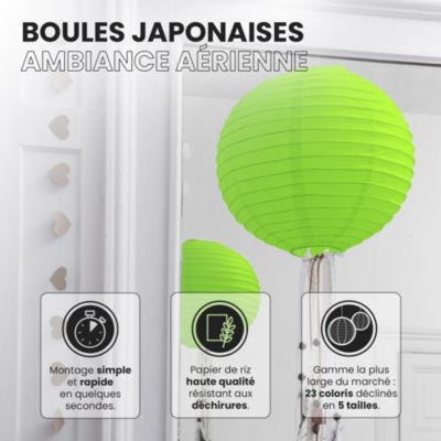 Lot de 12 Boules Japonaises Vert Anis 40 cm