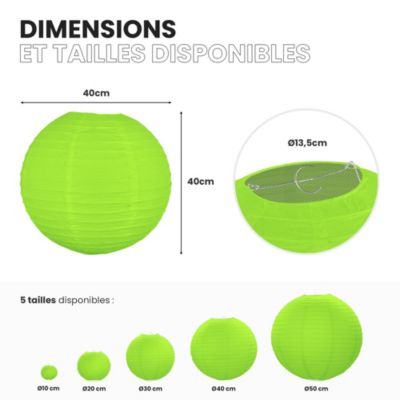 Lot de 12 Boules Japonaises Vert Anis 40 cm