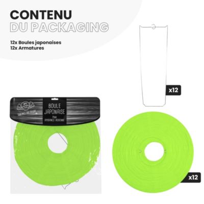 Lot de 12 Boules Japonaises Vert Anis 40 cm