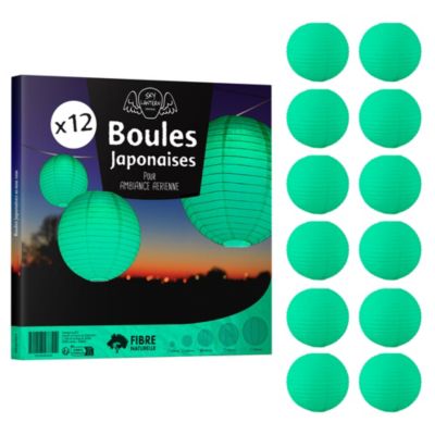 Lot de 12 Boules Japonaises Vert d'eau 30 cm