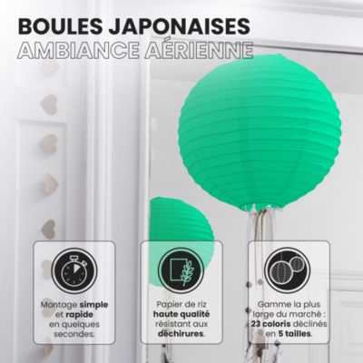 Lot de 12 Boules Japonaises Vert d'eau 30 cm