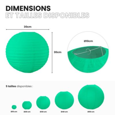 Lot de 12 Boules Japonaises Vert d'eau 30 cm
