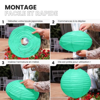 Lot de 12 Boules Japonaises Vert d'eau 30 cm