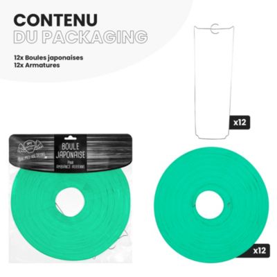 Lot de 12 Boules Japonaises Vert d'eau 30 cm