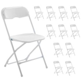 Lot de 12 chaises pliantes blanches  Oviala