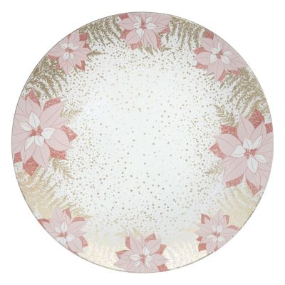 Lot de 12 dessous d'assiette fleur Rose, H. 1.3 cm