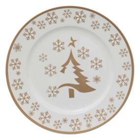 Lot de 12 dessous d'assiette Sapin Diam 33 cm - Or