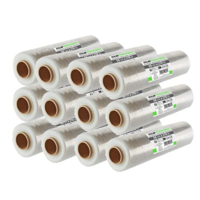 Lot de 12 Film rétractable transparent pour emballage colis déménagement ou expédition 3 kg/20 µm. Largeur 50 cm x Longueur 270 m