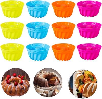 Lot de 12 mini moules à kouglhup en silicone, 4 couleurs