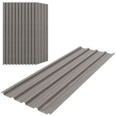 Lot de 12 panneaux - dim. 129L x 45l cm - tôle acier ondulé gris clair