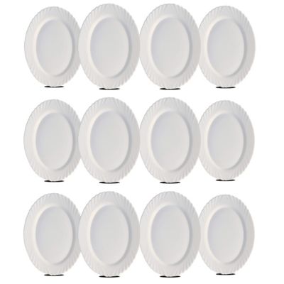 Lot de 12 plat oval, assiette de service coloris blanc en verre - Longueur 22 x Profondeur 15 cm