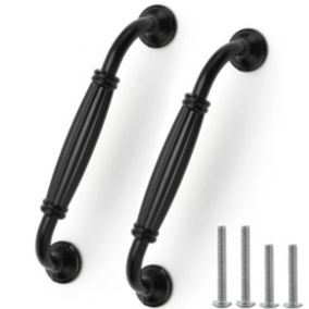 Lot de 12 poignées de porte d'armoire en aluminium de style européen noir Poignées de tiroir à nœud trou central 128 mm