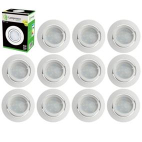 Lot de 12 Spot Led Encastrable Complete Blanc Orientable lumière Blanc Chaud eq. 50W ref.193