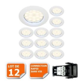 LOT DE 12 SPOT LED ENCASTRABLE COMPLETE RONDE FIXE eq. 50W LUMIERE BLANC NEUTRE