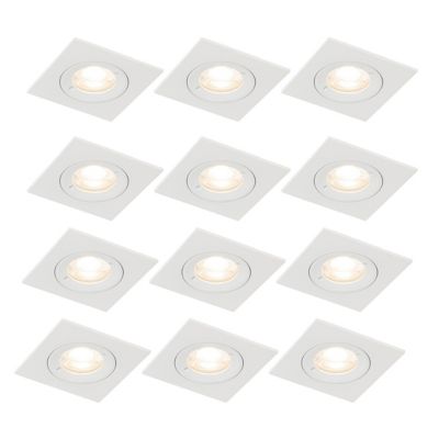 Lot de 12 spots encastrés carrés blancs GU10 50 mm IP44 - Xena