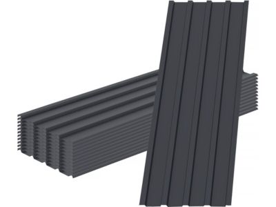 Lot de 12 tôles de bardage en acier galvanisé "Atlanta"  129 x 42 cm  Gris