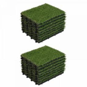 Lot de 16 dalles clipsables gazon artificiel vert  Oviala