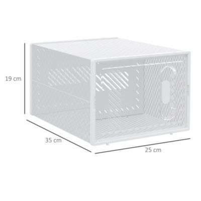 Lot de 18 boites cubes rangement à chaussures modulable avec portes transparentes - dim. 25L x 35l x 19H cm - PP blanc transparent