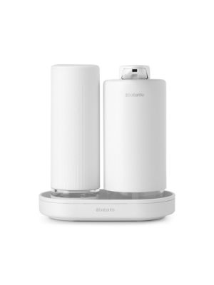 Lot de 2 accessoires de cuisine avec plateau + distributeur de savon + distributeur de liquide vaisselle, blanc, Brabantia SinkStyle