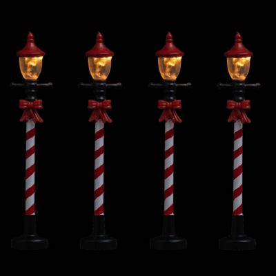 Lot de 2 accessoires village lampadaires 4 led blanc - feeric lights & christmas