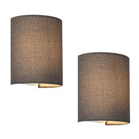 Lot de 2 Appliques Murales Brüssel en Forme Demi-Cercle E27 20 x 18 x 13 cm Gris lux.pro