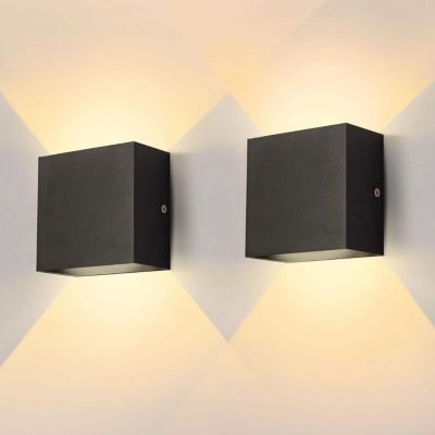 Lot de 2 appliques murales LED en aluminium, lampe de chevet LED moderne, lumière chaude 3000K