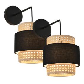 Lot de 2 appliques murales Southampton E14 noir beige lux.pro