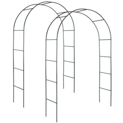 Lot de 2 arches de jardin à roses acier résistant aux intempéries vert