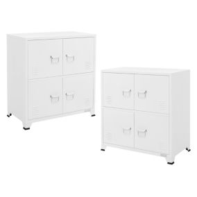 Lot de 2 Armoire de Classement, 75x40x80,5 cm, Blanc, Acier, sur 4 Pieds